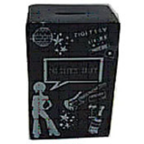 Sleek black ceramic money box labeled 'Night Out Fund,' perfect for saving coins and notes for adventures.