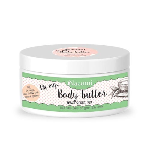 Refreshing Green Tea Body Butter in a 100ml jar, featuring shea butter and argan oil for deep hydration and soothing aroma.