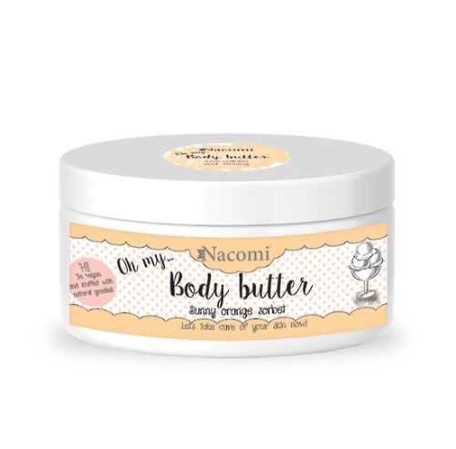 Luxurious Sunny Orange Sorbet Body Butter in a 100ml jar, enriched with shea butter and natural oils for deep hydration.