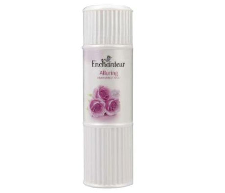 Fragranced Enchanteur Talcum Powder 250g, perfect for soft, dry skin with a captivating floral scent.