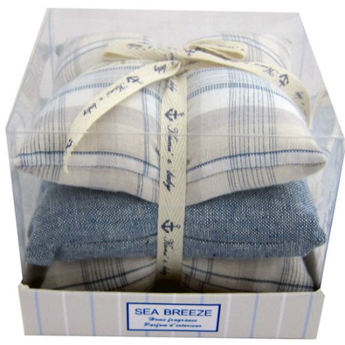 A set of three eco-friendly sea breeze sachets, perfect for refreshing your home with a coastal aroma.