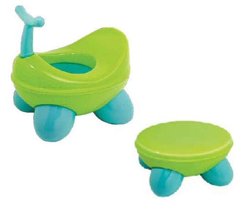 Multi Function Potty for easy potty training, featuring handle bars and convertible to a step stool for kids 12 months+.