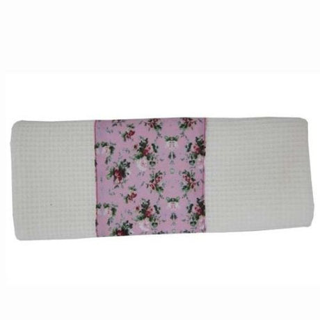 Pink Floral Tea Towel measuring 58x35cm, featuring vibrant floral patterns for a stylish and functional kitchen addition.