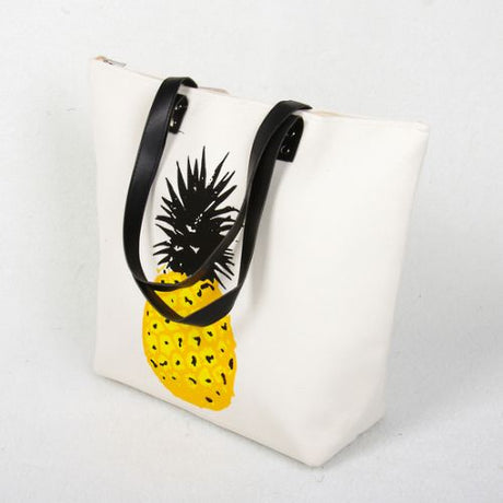 Stylish White Pineapple Beach Bag, spacious and durable for all your beach essentials, perfect for summer outings.