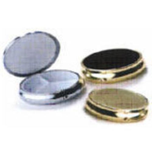 Medi Manager Round Pill Box Asst. (Leather/Metal Finish)