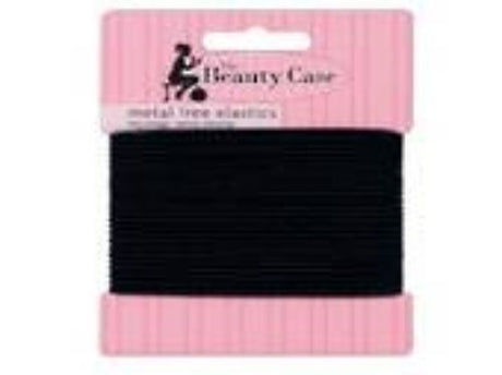 Thin black metal-free elastics card containing 24 durable hair ties, perfect for secure and gentle styling without damage.