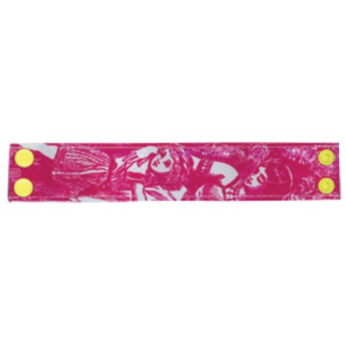 Bright pink toile cuff for women, 1.5" x 8.75", crafted from woven polypropylene, adding elegance to any outfit.