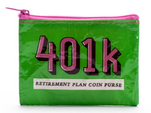 Eco-friendly Coin Purse - 401k by Curtis Jinkins, perfect for coins and cards, highlighting saving for retirement with a playful design.