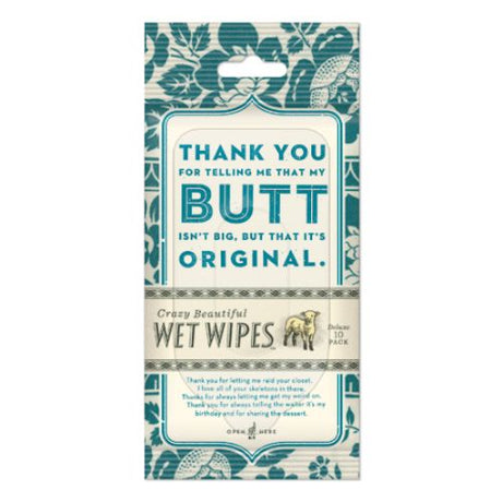 Refreshing Crazy Beautiful Wet Wipes with light citrus scent, perfect for on-the-go cleanliness; 10 soft, durable wipes in each pack.