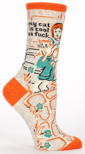 Stylish socks featuring a trendy cat design, perfect for expressing love for your cool feline companion.