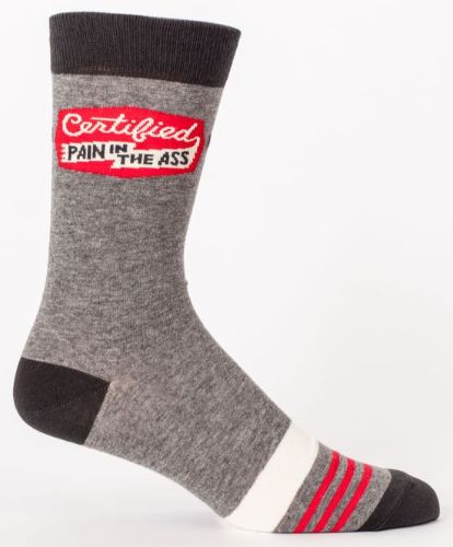 Men's socks with a humorous design, made from soft cotton blend, perfect for comfort and style in shoe sizes 7-12.