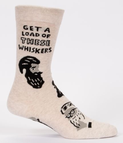 Whimsical men's socks featuring a playful whiskers design, crafted for comfort and style in sizes 7-12.