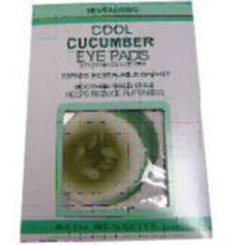 Cooling cucumber eye pads in a resealable sachet, designed to soothe puffiness and refresh tired eyes.