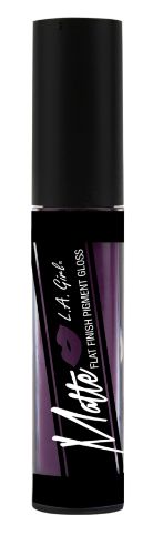 LA Girl Matte Pigment Gloss in Black Currant, a bold berry shade with a long-lasting matte finish for vibrant, velvety lips.