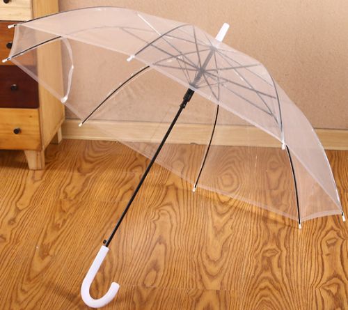 Transparent auto-open umbrella, 23 inches, stylish design for rain protection and visibility. Perfect for on-the-go use.