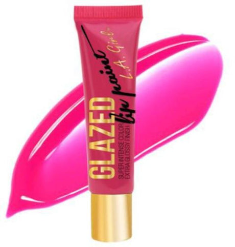 LA Girl Glazed Lip Paint in Bombshell offers bold color and a glossy finish, enriched with vitamin E and peppermint oil for hydration.