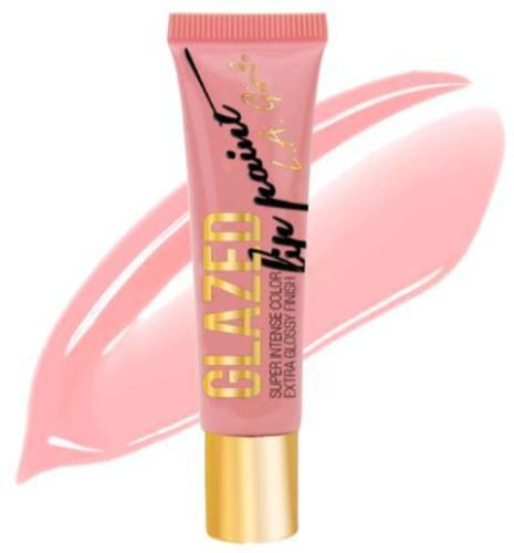 LA Girl Glazed Lip Paint in Flirt features vibrant color with a glossy finish, enriched with vitamin E and peppermint oil for hydration.