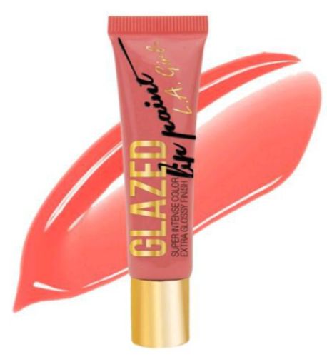 LA Girl Glazed Lip Paint in Peony offers rich pigmentation and glossy finish, infused with vitamin E and peppermint oil for hydration.