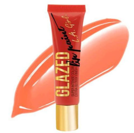 LA Girl Glazed Lip Paint in Tango, a vibrant lip color with glossy finish, enriched with vitamin E and peppermint oil for hydration.