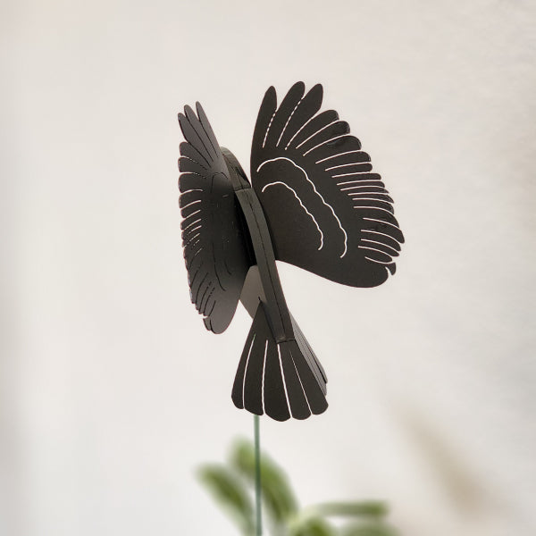 Whimsical Mini Kea plant stake with 3D wings, 40cm tall, made from durable acrylic for enhancing garden or indoor plants.