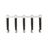 Schnook Otd 5 Hook in black and nickel, stylish over-the-door organizer with rubber tips protecting doors and clothing.