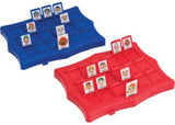 Lightweight travel game featuring two platforms and quirky face plates for fun mystery-solving with family and friends.