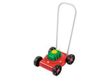 Brightly colored metal toy mower with realistic engine sound, designed for imaginative outdoor play by children aged 3 and up.