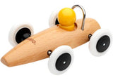 BRIO Toddler Race Car Assortment featuring four colorful wooden push cars designed for imaginative play and motor skill development.