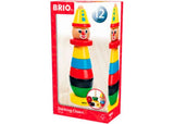 Colorful 9-piece stacking clown set for toddlers, designed to develop motor skills and inspire imaginative play.