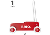 Bright red and yellow BRIO Toddler Wobbler with adjustable handle, designed for safe, active play and skill development.