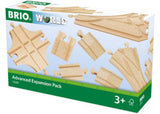 BRIO Tracks Advanced Expansion Pack: 11 wooden railway pieces for creative layouts, featuring switches and connectors for imaginative play.