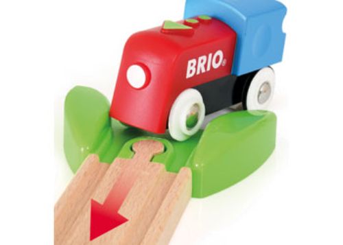 Colorful 25-piece BRIO My First BO Railway Train Set, featuring easy-to-connect tracks and fun train cars for toddlers.