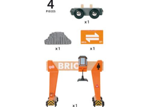 BRIO Crane - Gantry Crane set featuring a sliding cabin, crank lift, and eco-friendly wooden design for imaginative play.