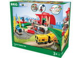 BRIO Central Station Set: 37 wooden pieces for imaginative train adventures, fostering creativity and fine motor skills in children.