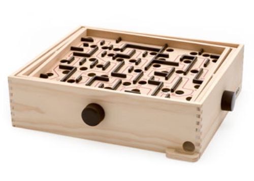 BRIO Labyrinth Game set featuring a wooden maze, perfect for skill development and family entertainment since 1946.