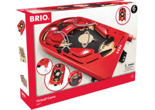 Colorful BRIO Pinball Game designed for kids 3+, enhancing hand-eye coordination through skillful play.