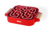 Portable BRIO Take Along Labyrinth game designed for kids, featuring a sealed design and vibrant colors for strategic fun.