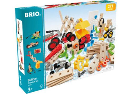 Colorful BRIO Builder Creative Set with 271 pieces for imaginative construction, perfect for kids aged 3 and up.