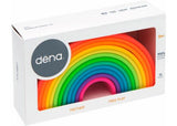 Colorful Dena Toys RAINBOW 12pc Neon set featuring vibrant Waldorf-inspired squishy pieces for imaginative play and sensory fun.