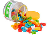 Colorful magnetic numbers set with 100 pieces, perfect for playful counting and basic math on any magnetic surface.