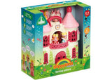 Colorful Happyland Fantasy Palace playset with king, queen, princess, unicorn, and thrones, promoting imaginative role-play adventures.