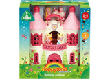 Colorful Happyland Fantasy Palace playset with six characters including a king, queen, and unicorn for imaginative storytelling.