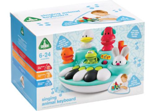 Colorful Singing Animal Keyboard for toddlers, featuring 5 animals, 3 play modes, and promotes fine motor skill development.