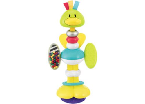 Interactive Bendy Bird highchair toy with vibrant colors, textures, and engaging features for sensory exploration.