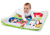 Super-soft playmat with detachable arches and toys, designed for safe, engaging play and sensory development for infants.