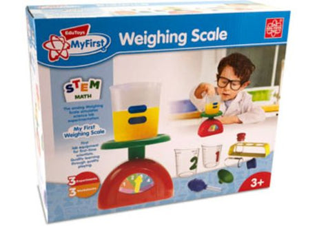 Colorful My First Weight Scale toy for preschoolers, promoting science learning and basic math skills through hands-on play.