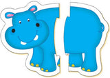 Colorful 2-piece jungle animal puzzles for toddlers, promoting fine motor skills and hand-eye coordination. Suitable for 18 months+.