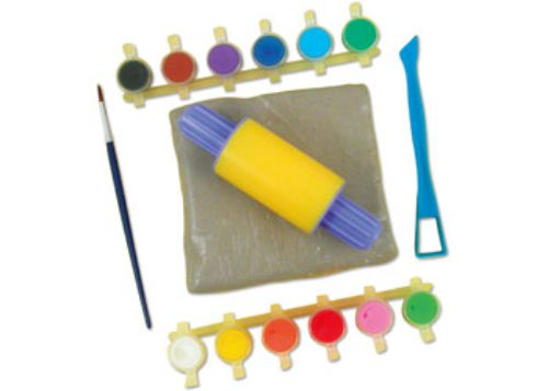 Galt - First Pottery kit for kids features air-drying clay, tools, and paints for crafting and decorating unique pots.