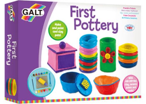 Galt - First Pottery kit: Creative pottery set for kids, includes clay, tools, and vibrant paints for making unique pots.