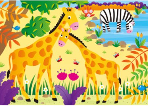 Colorful jungle-themed puzzles for kids aged 3+, enhancing problem-solving and fine motor skills in four progressive piece counts.